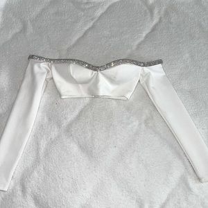 Fashion Nova diamente white long sleeve crop top. Beautiful top